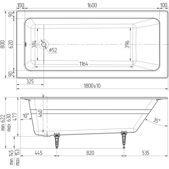 Ванна чугунная Wotte Line Plus 180x80 см - фото 6