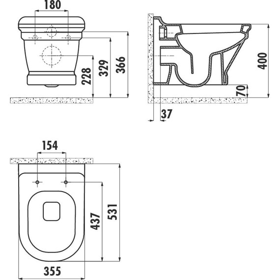 Унитаз-биде подвесной Creavit Antik AN320.00000 - фото 5