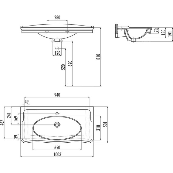 Раковина подвесная Creavit Antik 100 см AN100.00000 - фото, картинка 4 Раковина подвесная Creavit Antik 100 см AN100.00000 - фото 4