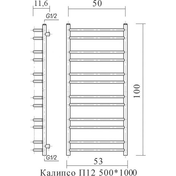 Полотенцесушитель водяной Domoterm Калипсо П12 500х1000 мм - фото 4