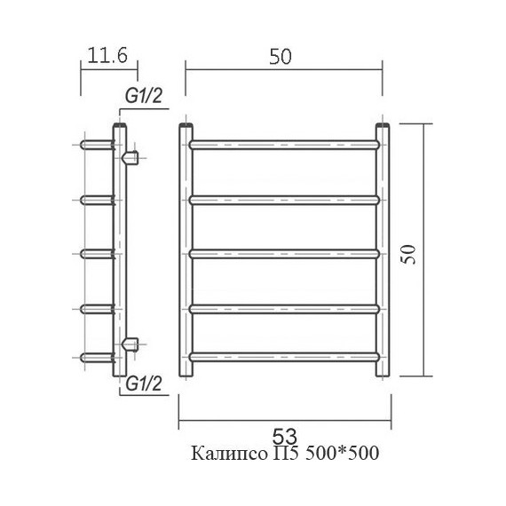 Полотенцесушитель водяной Domoterm Калипсо П5 500х500 мм - фото 4