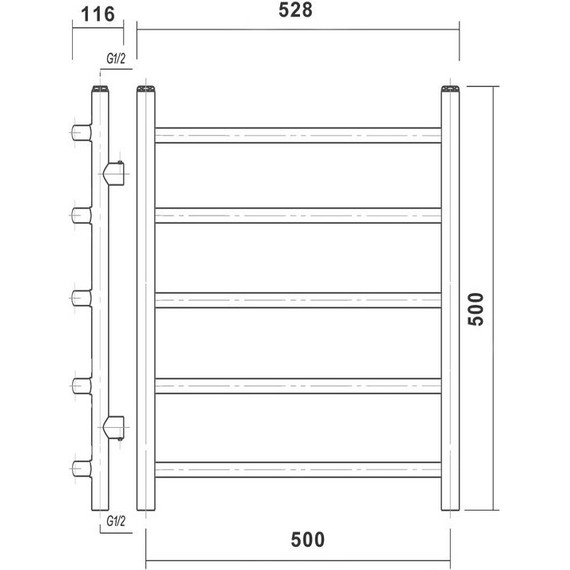 Полотенцесушитель водяной Domoterm Калипсо БЕЛ П5 500x500 мм, белый - фото 5