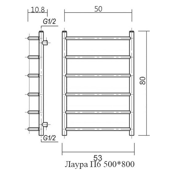 Полотенцесушитель водяной Domoterm Лаура П6 500х800 мм - фото 5