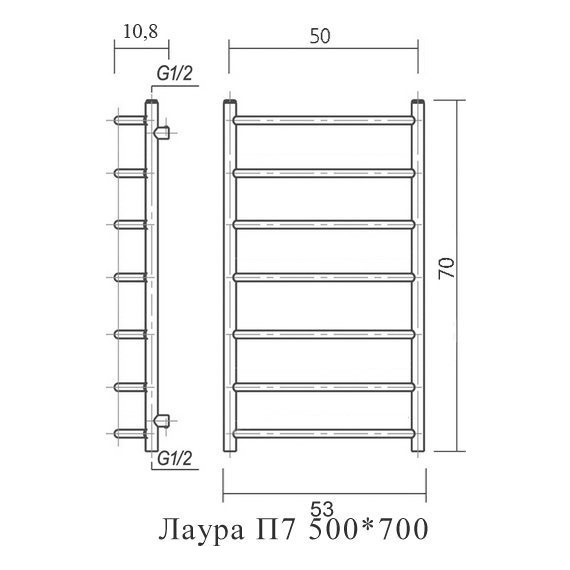 Полотенцесушитель водяной Domoterm Лаура П7 500х700 мм - фото 5