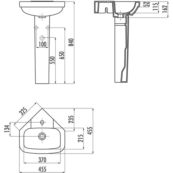 Раковина угловая Creavit Corner 45 см VT145.00000 - фото 3