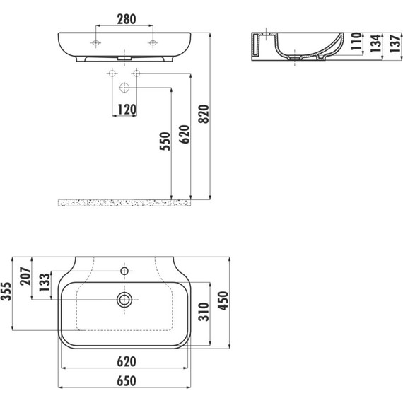 Раковина подвесная Creavit Free 65 см FE065.00000 - фото 5