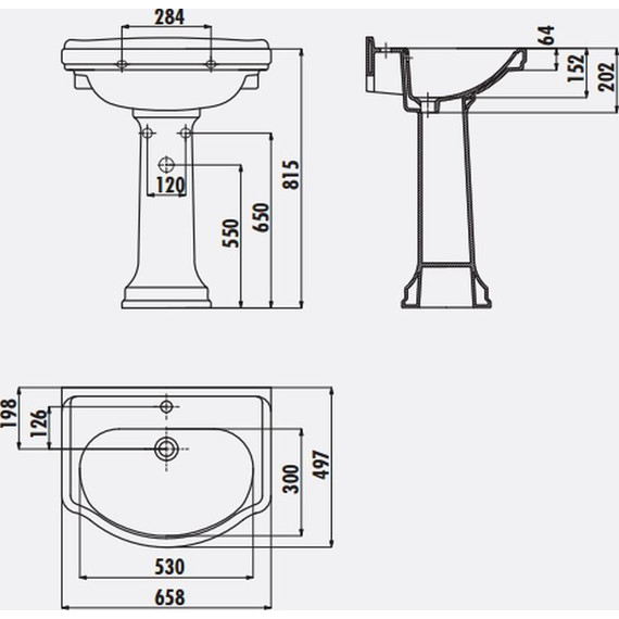 Раковина подвесная Creavit Klasik 65 см KL065.30000, карамель - фото 3