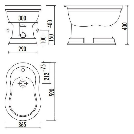 Биде напольное Creavit Klasik KL500.30000, карамель - фото 2