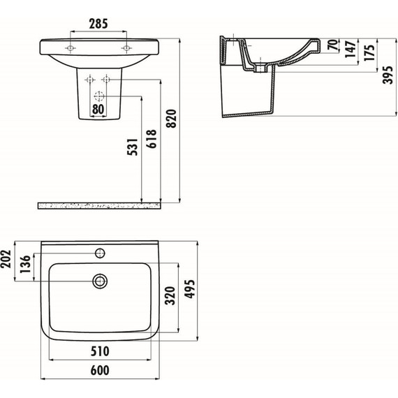 Раковина подвесная Creavit Lara 60 см LR060.00000 - фото 4