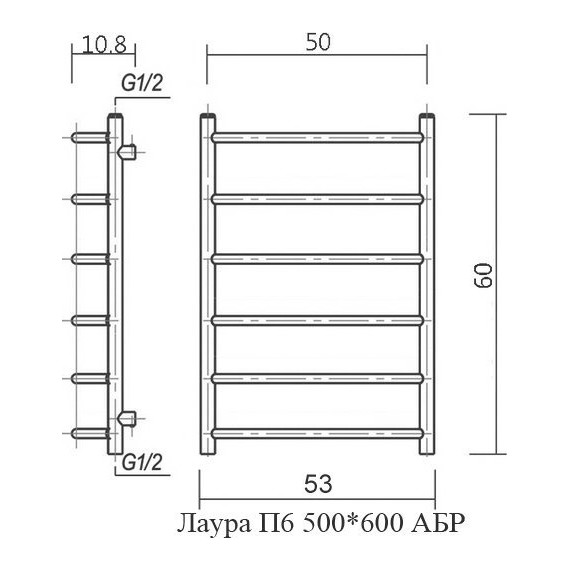 Полотенцесушитель водяной Domoterm Лаура АБР П6 500х600 мм, античная бронза - фото 5