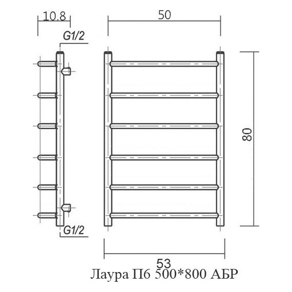 Полотенцесушитель водяной Domoterm Лаура АБР П6 500х800 мм, античная бронза - фото 5