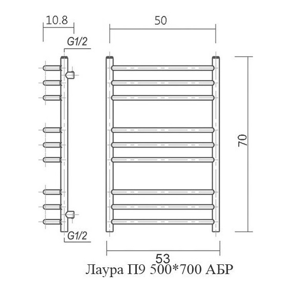 Полотенцесушитель водяной Domoterm Лаура АБР П9 500х700 мм, античная бронза - фото 5