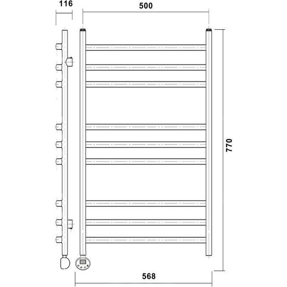Полотенцесушитель электрический Domoterm Калипсо БЕЛ П9 500х700 мм EL, белый - фото 4