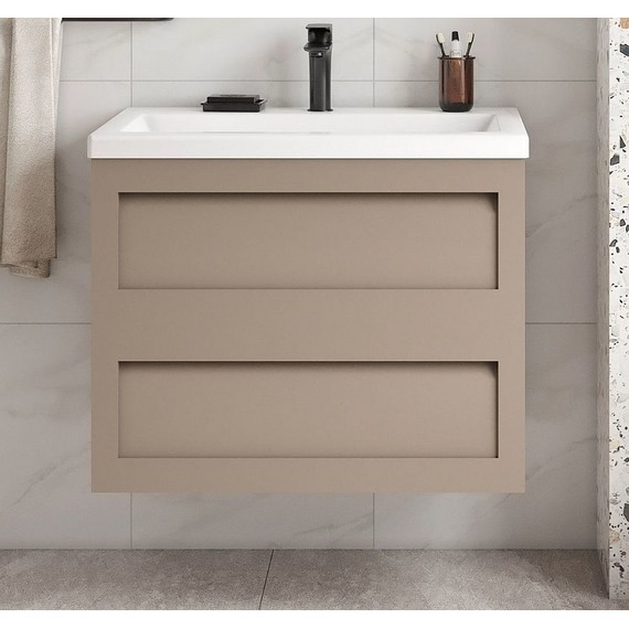 Тумба подвесная с раковиной Art&Max AM-Platino-750-2C-SO-CM 75 см, капучино матовый - фото 