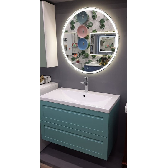 Тумба подвесная с раковиной Art&Max AM-Platino-900-2C-SO-MM 90 см, светло-зеленый матовый - фото 3