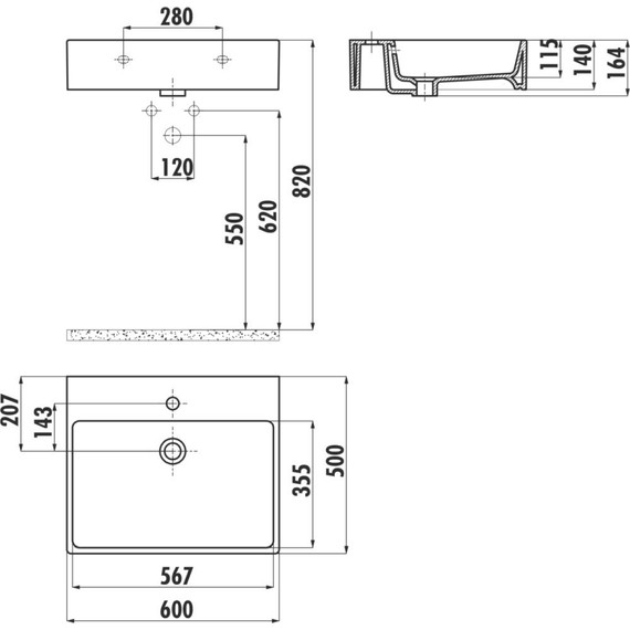 Раковина подвесная Creavit Next 60 см NX260.00000 - фото 3