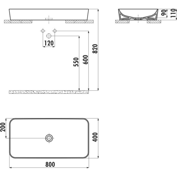 Раковина-чаша Creavit Ultra 80 см UL080.00000 - фото 2