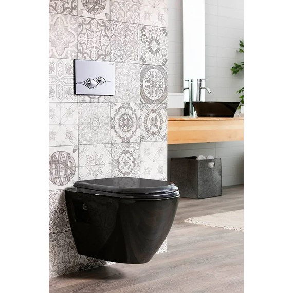 Унитаз подвесной Creavit Single TP325.40100, черный - фото 2