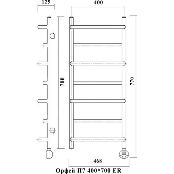 Полотенцесушитель электрический Domoterm Орфей П7 400х700 мм ER - фото 3
