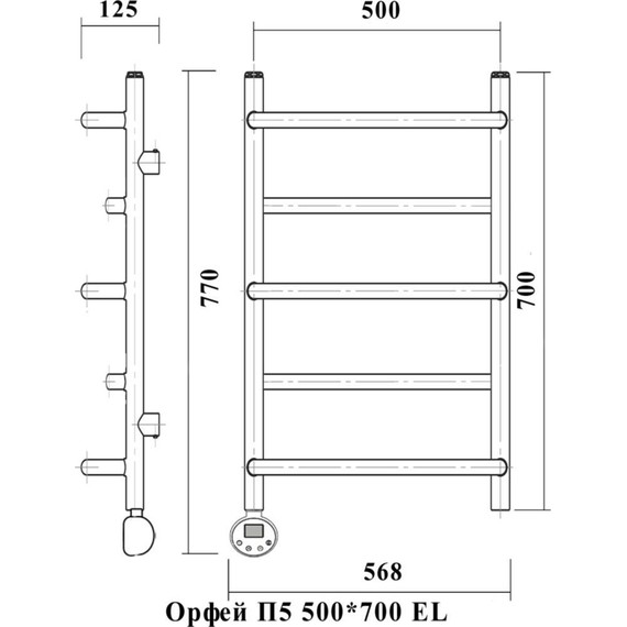 Полотенцесушитель электрический Domoterm Орфей П5 500х700 мм EL - фото 3