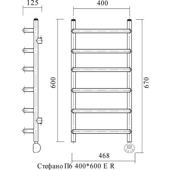 Полотенцесушитель электрический Domoterm Стефано П6 400х600 мм ER - фото 4