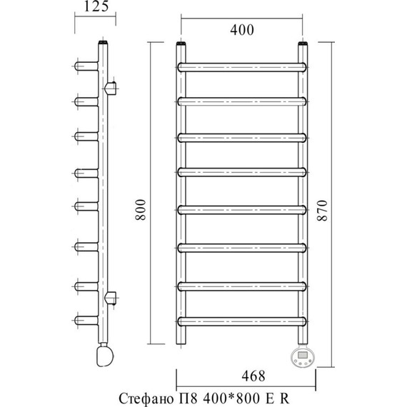 Полотенцесушитель электрический Domoterm Стефано П8 400х800 мм ER - фото 4
