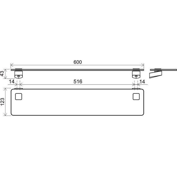 Полка стеклянная Ravak 10° 60 см X07P567, цвет чёрный - фото 3