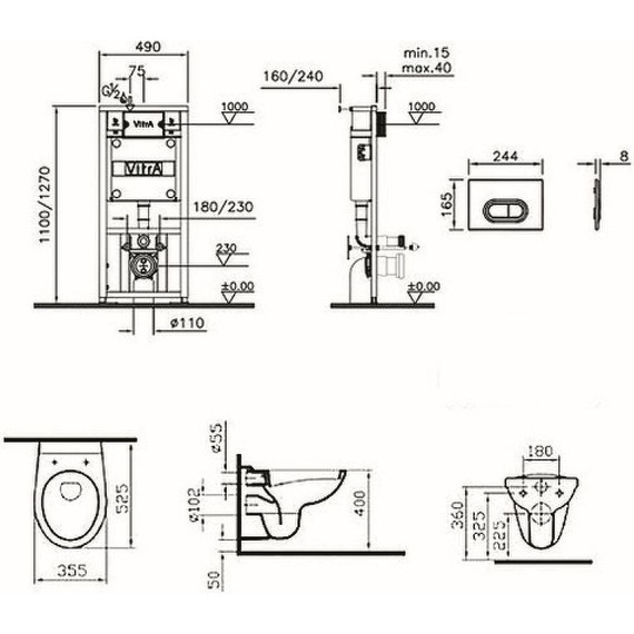 Инсталляция с подвесным унитазом Vitra Normus 9773B003-7202 - фото 9