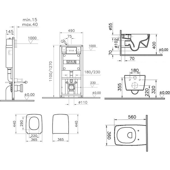 Инсталляция с подвесным унитазом Vitra Metropole Rim-Ex 9820B003-7201 - фото 8