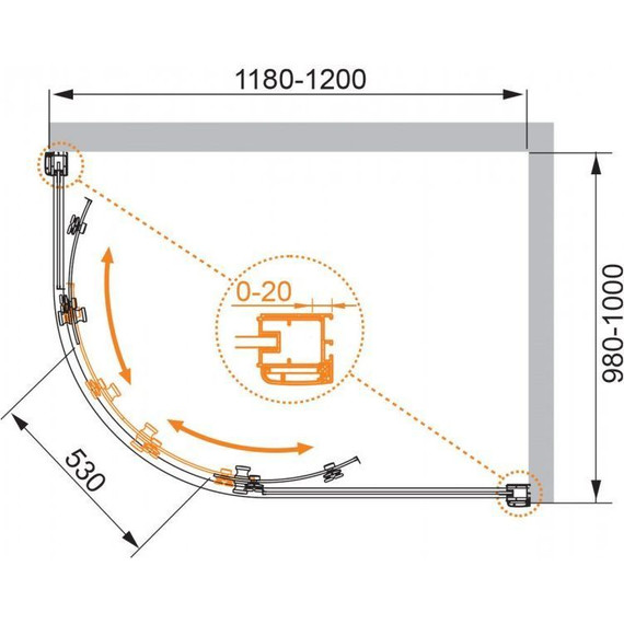 Душевое ограждение Cezares 120x100 см ANIMA-W-RH-2-120/100-C-Cr-R, хром/прозрачное - фото 4