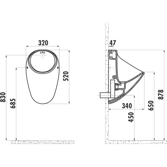 Писсуар подвесной Creavit TP635.00 (верхняя подводка) - фото 2