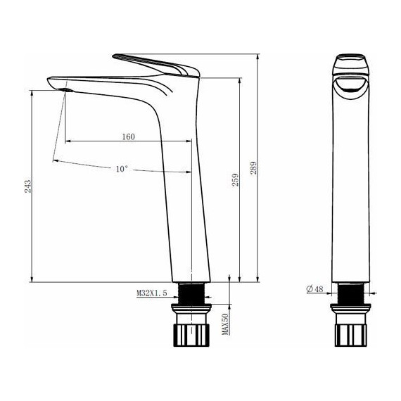 Смеситель для раковины высокий Comforty FC074B-CGT, графит, Цвет производителя: оружейная сталь - фото 8