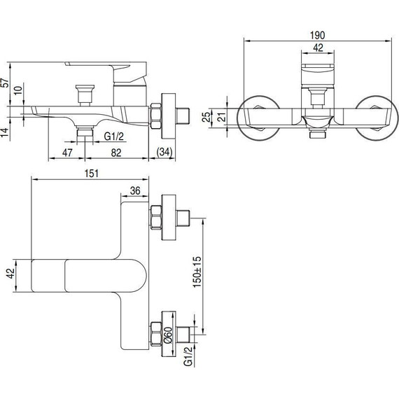 Смеситель для ванны AQG Alpha 01ALP400NG, черный матовый - фото 4