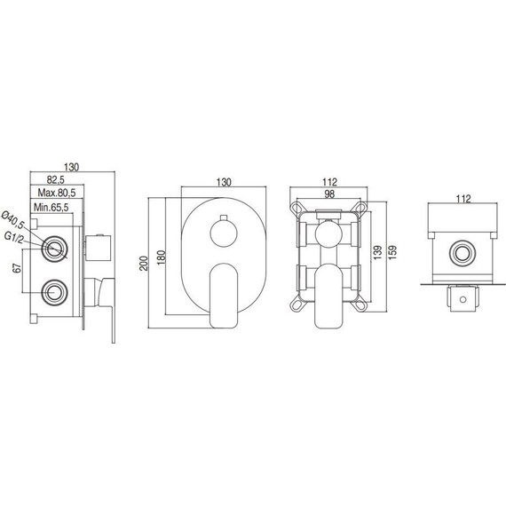 Смеситель для ванны AQG Beta 01BET352NG, черный матовый - фото 2