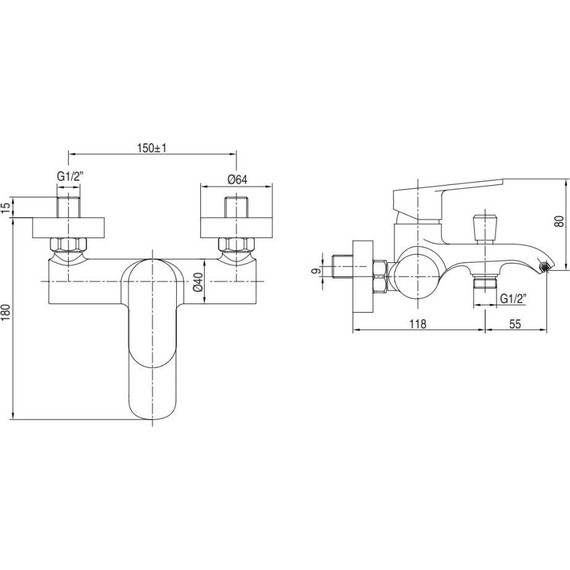 Смеситель для ванны AQG Beta 01BET400CR - фото 4