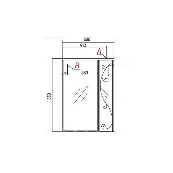 Зеркало-Шкаф Акватон ЛИАНА 60 см 1A162702LL01R - фото 2