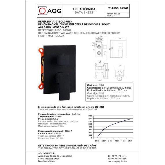 Душевая система для душа AQG Bold EC217 19BOLEC21705, черный матовый - фото 2