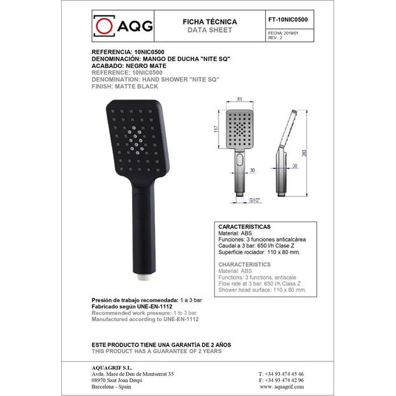 Душевая система для душа AQG Bold EC217 19BOLEC21705, черный матовый - фото 5