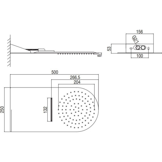 Верхний душ AQG Flow R2 500x250 мм 19FLO0220R2F - фото 5