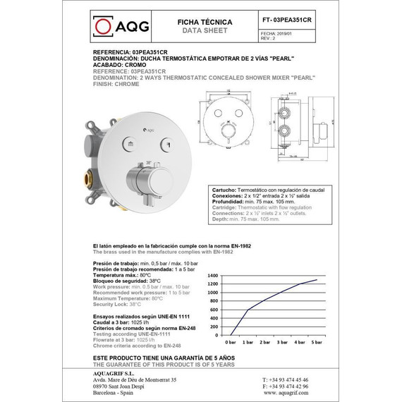 Душевая система для душа с термостатом AQG ER211 19PEAER21102 - фото 2