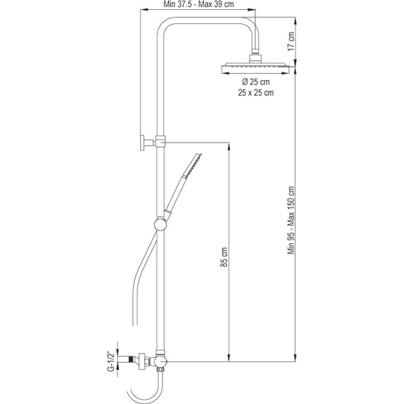 Душевая стойка с термостатом AQG Nite 20NITC25NID05, черный матовый - фото 2