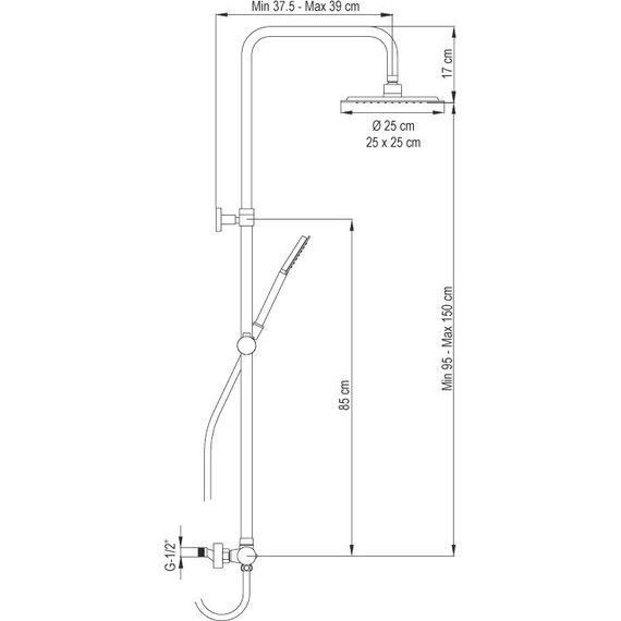 Душевая стойка с термостатом AQG Nite 20NITR25NID05, черный матовый - фото 6