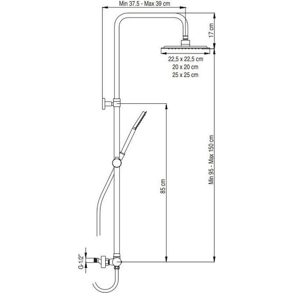 Душевая стойка с термостатом AQG Wind Blu SQ 20WBC25OLB02 - фото 3