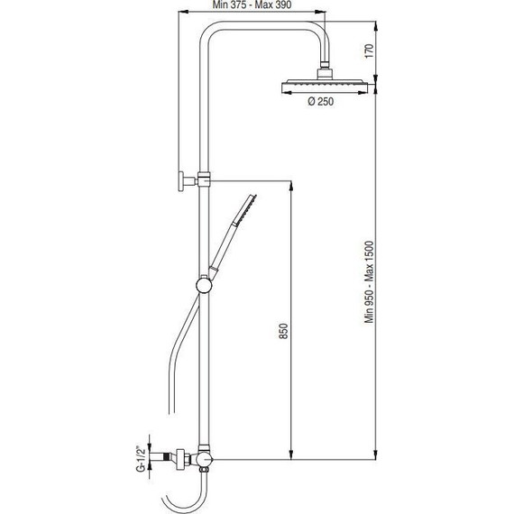 Душевая стойка AQG Tube 21NIR25TUA02 - фото 4
