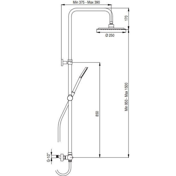 Душевая стойка AQG Beta 21NITR25BEA05, черный матовый - фото 6