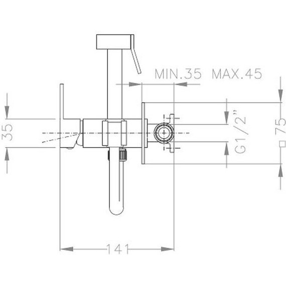 Набор для гигиенического душа AQG Ares 34ARE0010520, черный матовый - фото 2