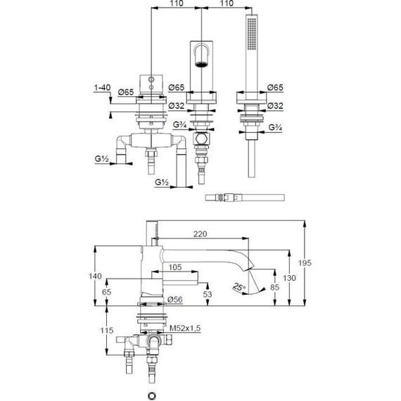 Смеситель для ванны Kludi Bozz 384480576 - фото, картинка 2 Смеситель для ванны Kludi Bozz 384480576 - фото 2