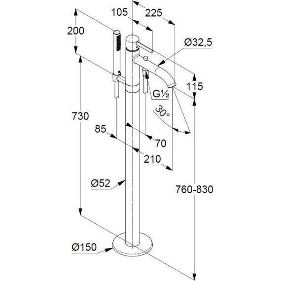 Смеситель для ванны Kludi Bozz 385900576 - фото 3