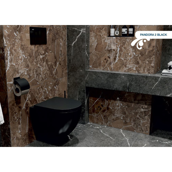 Унитаз подвесной безободковый Sole Pandora 2 black с крышкой микролифт, Цвет производителя: чёрный - фото 8
