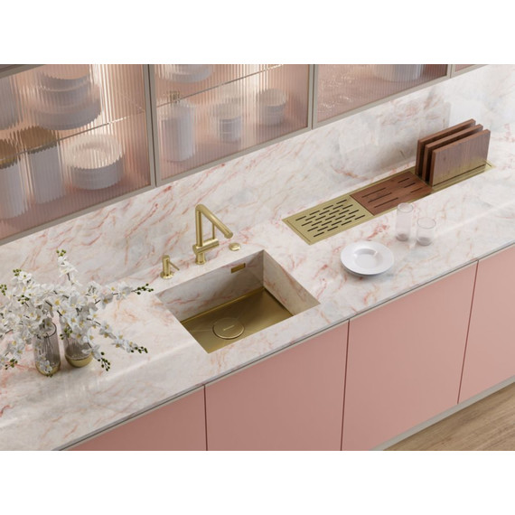 Кухонная мойка Omoikiri Kasen 54-16 INT LG (4997060) 1,2 мм, светлое золото, Цвет производителя: светлое золото - фото 2